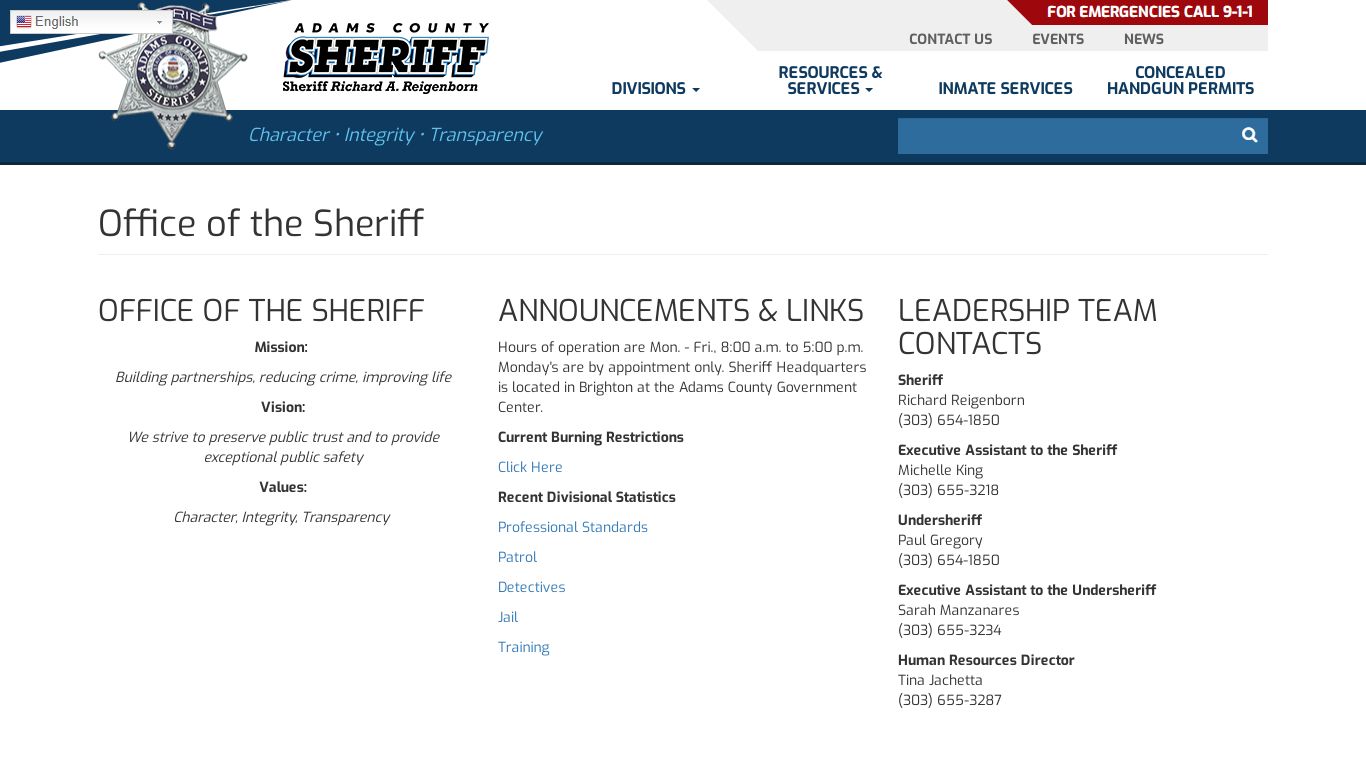 Office of the Sheriff | Adams County Sheriff's Office